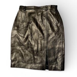 Vintage Escada Black Skirt Lambskin Lamb Napa Leather